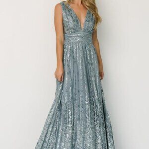 NWT Baltic Born Yvette Sequin Gown Slate Blue Size M